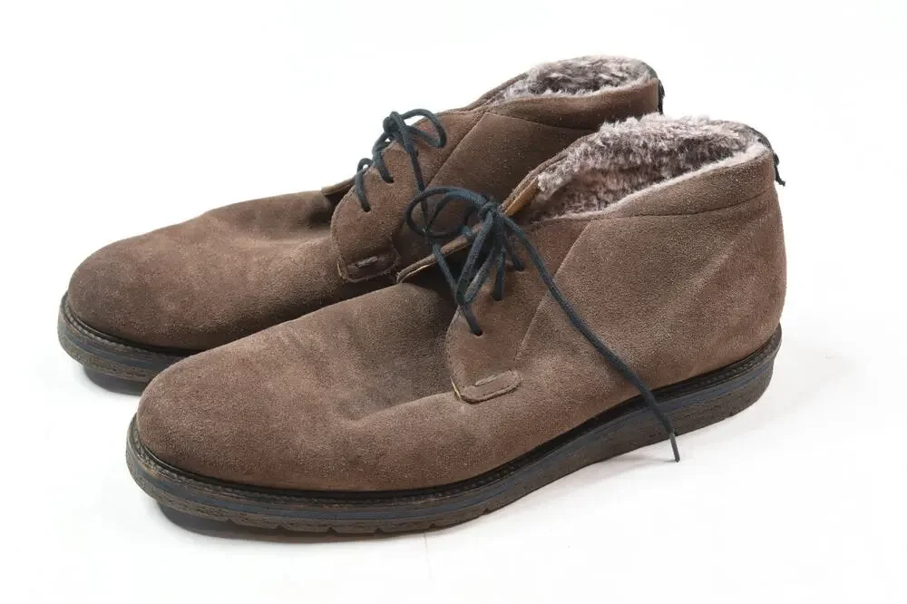 Hugo Boss Orange Label Sherpa Lined Chukka Boots Mens 43 Brown Suede Lace-Up